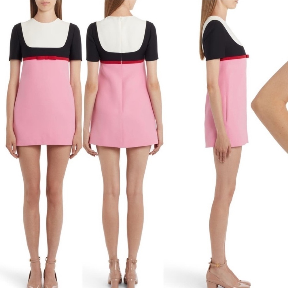 Valentino Colorblock Crepe Couture Minidress Size 36 - Picture 5 of 15